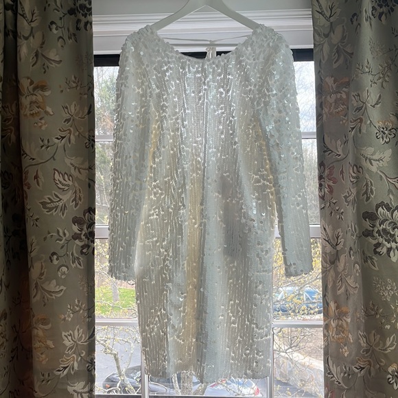 NWT Carolina Herrera Paillette Long Sleeve Shift Dress - Picture 3 of 7